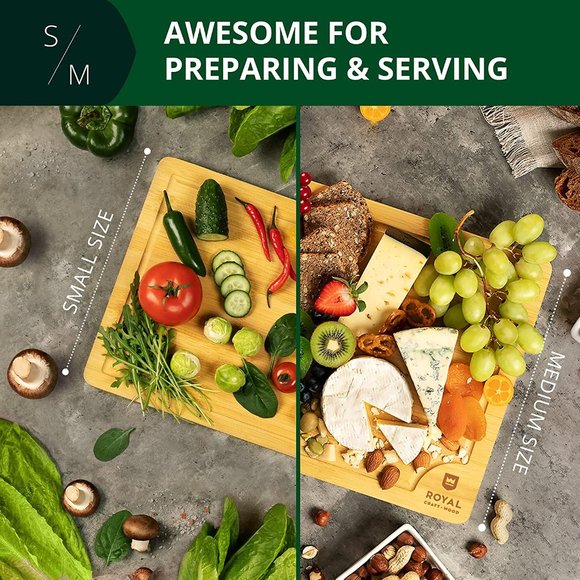 Wood Cutting Board Set of 2 - Bamboo Cutting Board - Kitchen Chopping Board - Picture 5 of 7